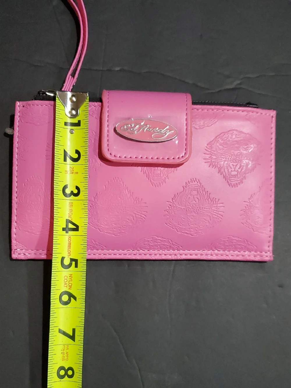 Ed Hardy pink ed hardy tiger embossed bifold XL‎ wallet clutch brand new